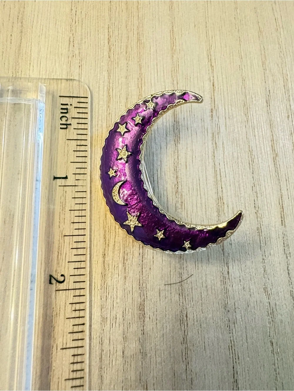 Purple Crescent Moon Star Pin